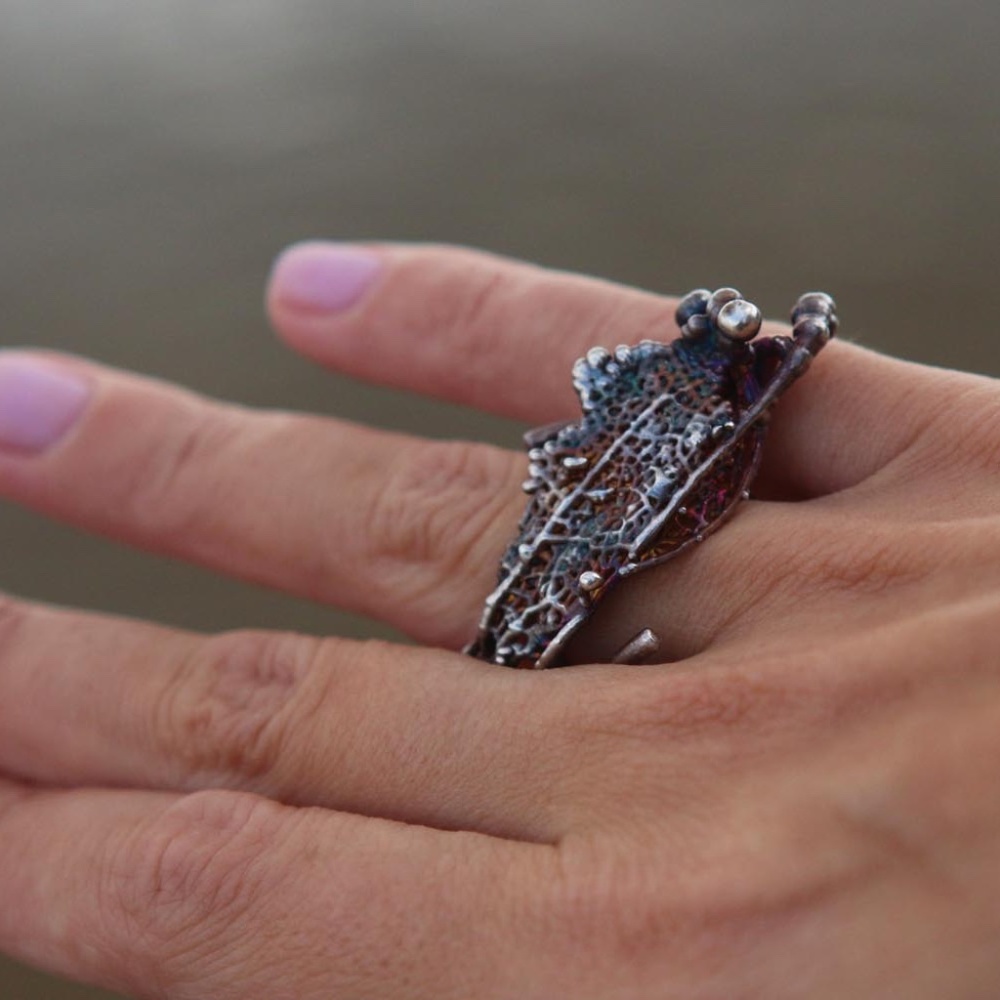 Ring in silver, Physalis